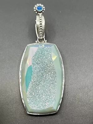 3  COLLEEN LOPEZ CL  Mystic Druzy Quartz STERLING SILVER PENDANT NWOT • $65