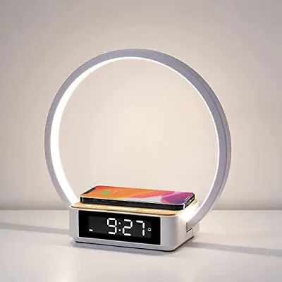  Bedside Table Lamp Touch Lamp With Alarm Clock With Wireless Charging Wake  • $52.83