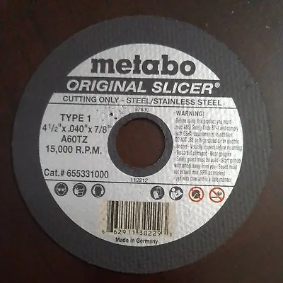 New Metabo 655331000 - 4.5  X .040  X 7/8  Original Slicer A60TZ - 10 Pack • $30