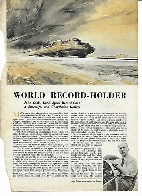RAILTON SPECIAL LSR CAR: JOHN COBB: NAPIER LION ENGINES 1947 Autocar Article Vgc • £3