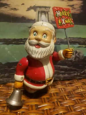 Vintage TN Japan Santa Claus Bell Ringing Wind-Up Tin Toy Antique • $65