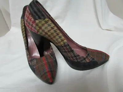 MIU MIU Prada 4 1/4  Stiletto Heels Patchwork Tweed  Wool Italy Size 6 US • $69