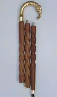 Antique Walking Cane Wood Vintage Brass Walking Stick Knob Handle Gift Men/Women • $30.34