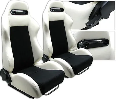 New 2 White & Black Racing Seats For Ford All Mustang Cobra • $286.43