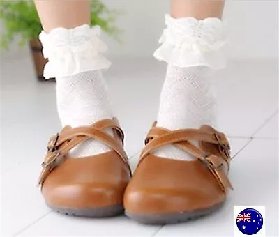 Lady Women Girl Retro White Or Black Fancy Ankle Frilly Lace Short Shoes Socks • $7.50