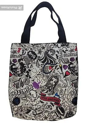 Monster High 14x12 Tote Hand Book Bag Purse 2014 School Travel Black Carrying • $9.99