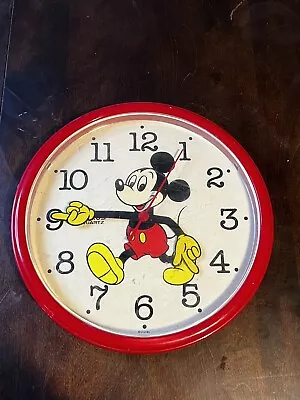 Mickey Mouse Disney Clock Arms Has Time Hands 10  Round Japan Vintage- Tested✅ • $15