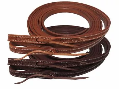 Showman 8' X 5/8  Argentina Cow Leather Barbwire Tooled Split Reins • $31.95