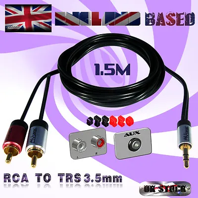 1.5m RCA/PHONO -TO- TRS / 3.5MM AUXILIARY Mini Jack/OFC AUDIO CABLE (1.5 METRES) • £5.39