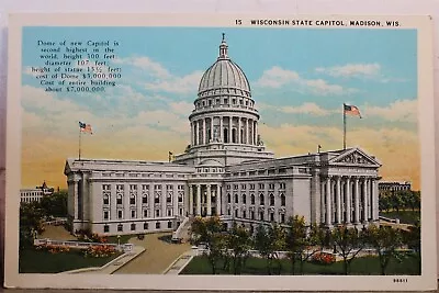 Wisconsin WI Madison State Capitol Postcard Old Vintage Card View Standard Post • $0.50