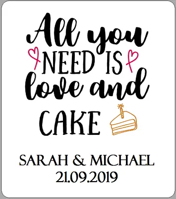 Wedding Cake Slice Stickers Personalised Gift Bags Box Labels Individual Seals • £2.70