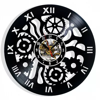 Steampunk Mechanism Gears Vinyl Wall Clock Records Home Decor Art Gift Birthday • $13.99