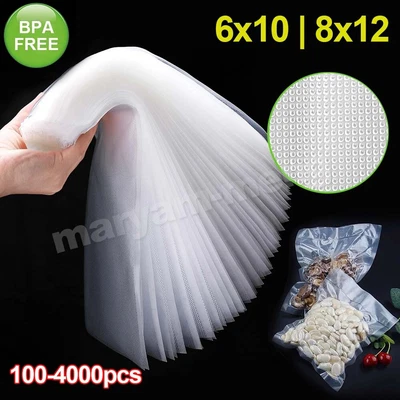 $245.74 • Buy 100-4000 Quart 8x12 6x10 Embossed Vacuum Sealer Bags 4 Mil Precut Food Saver Bag