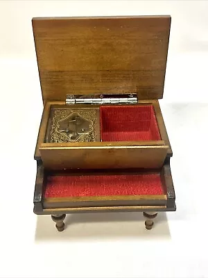 VINTAGE WOOD PIANO MUSIC BOX LOVE STORY MADE IN JAPAN Opens Jewelry Storage   • $14.99