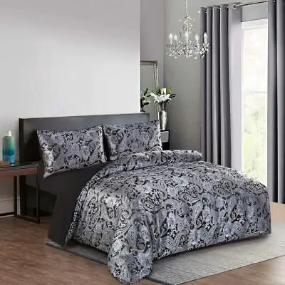 New Beautiful 3-Piece Jacquard Duvet Quilt Cover Luxury Cleo Paisley Bedding Set • £32.89