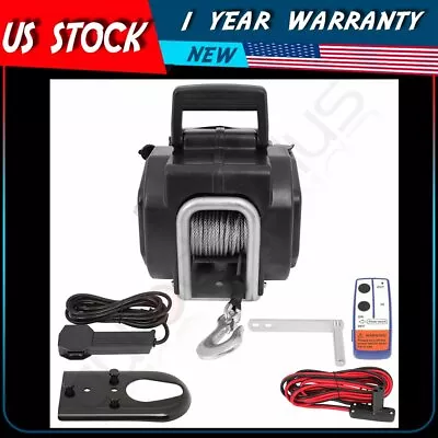 New 12 Volt Portable Electric Winch Towing Boat Kit Truck Trailer 3500 LB Remote • $77.39