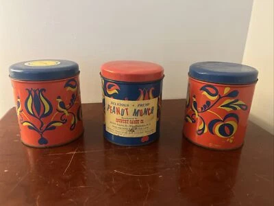$11.35 • Buy Lot Of 3 Vtg 1960 Country Candy Co. Winston Salem NC Peanut Munch Partridge Tin