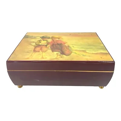 Jewellery Box Lacquered  Musical Sankyo Japan Lisi Martin Art Work Vtg 90's • $49.50