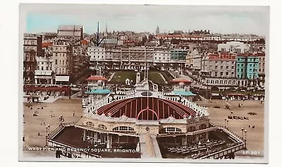 £5.99 • Buy Real Photo Postcard West Pier & Regency Square Brighton Sussex