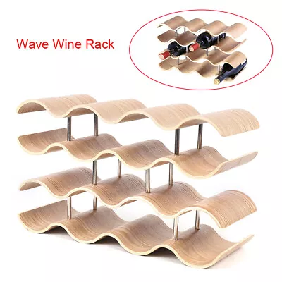 14 Bottle 4-Tier Wave Desktop Wine Rack Freestanding Countertop Bottle Holder US • $25