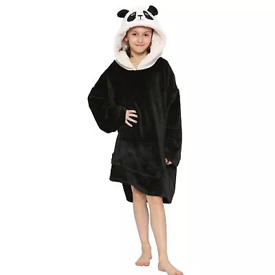 Kids Girls Boys Oversized Hoodie Panda Super Soft Snuggle Warm Fleece Blanket  • £11.99