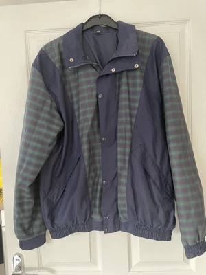 £9.99 • Buy Vintage Size Medium Harrington Jacket Tartan Navy Green Made In England