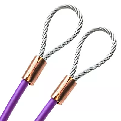 1/4  Wire Rope Cable Copper Sleeves Loop Ends PVC Orange Purple Brown 1ft-75ft • $41
