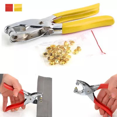 Eyelet Grommet Pliers Hole Punch Steel Fabric Paper Canvas Setter Repairing Kit • $7.98