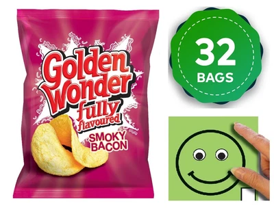 £16.99 • Buy Golden Wonder Smokey Bacon Crisps Box Of 32 X 32.5g