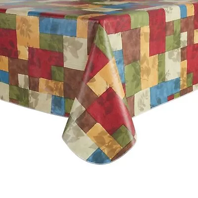 Ogee Tile And Leaves PEVA Tablecloth 60 X 84 Chloride-Free Vinyl Kitchen Dining • $14.95