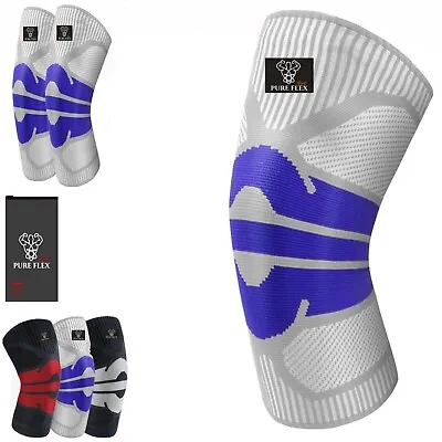 Knee Brace Compression Sleeve Support Sports Recovery ACL LCL MCL Blue/Grey L • $12.99