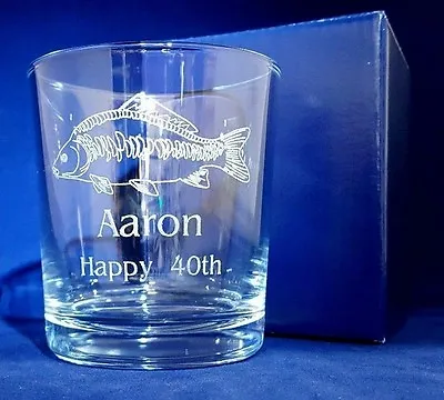 £10.89 • Buy Personalised Engraved Carp Fish Whisky Glass 40th 50th 21st 18th Birthday Gift