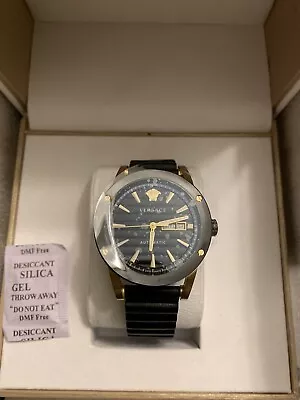 $400 • Buy Versace VEDX00419 42mm Yellow Gold Case With BlackLeather Strap Men's Wristwatch