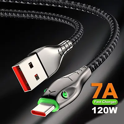 USB Type A To Type C Cable 7A 100W Fast Charge Braided Lead 0.25M 1M 2M 3M • £2.95