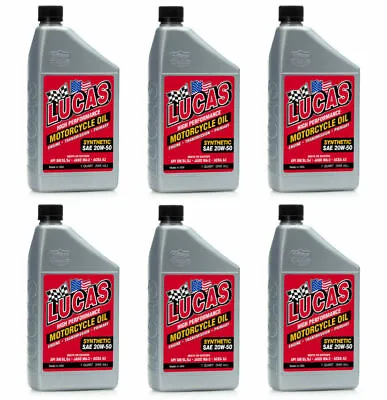 Lucas Oil 10702 Synthetic SAE 20W-50 Performance Motorcycle Oil V Twin 6 Quarts • $80.99