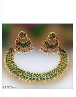 Indian Bollywood Gold Plated Kundan Choker Bridal Necklace Earrings Jewelry Set • $23.49