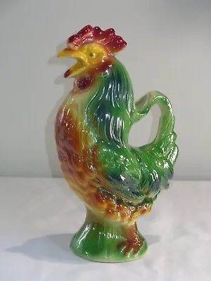 St Clement French Majolica ROOSTER Barbotine Large Pitcher Jug • $124.99