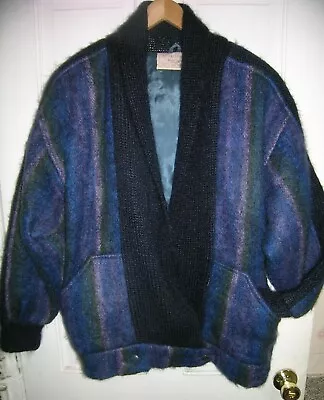 Donegal Design Mohair Wool Sweater Jacket Handwoven In Dublin Ireland L - XL • $145