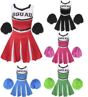 Cheerleader Fancy Dress Costume Childs Cheer Uniform Outfit High School Sport • £11.99