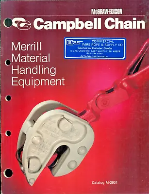 Vintage 1982 Campbell Chain Merrill Material Handling Clamps Catalog • $7.98