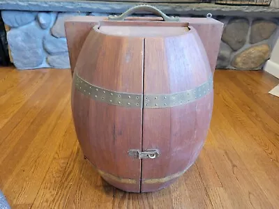 Vintage Wood Whiskey Barrel Bar Hanging Wall Liquor Cabinet Man Cave. • $95