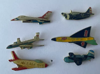 Vintage 6 Military Lapel Hat Pins - Fighting Falcon F-86A SB2C Hell (LOT 12) • $10
