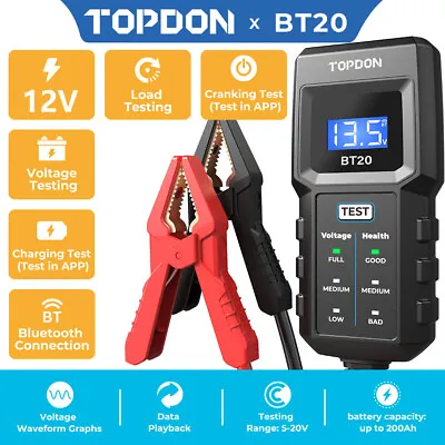 TOPDON BT20 100-2000CCA Auto Alternator Tester Digital Car Battery Analyzer • $18.99