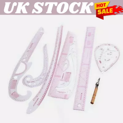 7pcs Sew French Curve Metric Ruler Multifunction Sewing Dressmaking Tailor Tool • £8.98