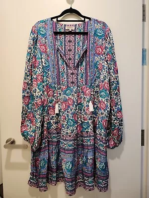 $60 • Buy 💜🩷🩵 Arnhem - Amberley Tunic Dress - 16/XL In Sapphire - EUC 💜🩷🩵