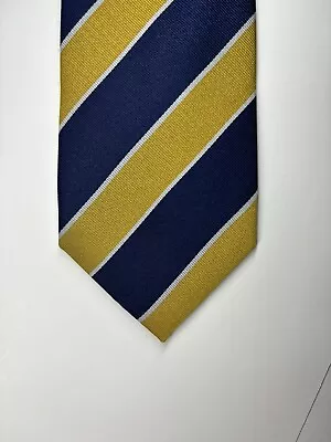 CHARLES TYRWHITT Tie Mens Blue & Yellow 100% Silk Striped Repp Tie • $29.97