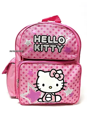 Hello Kitty Stars Pink 12  School Backpack Sanrio Girls Carry All Travel Bag New • $15.95
