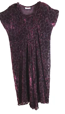 Marrika Nakk OS S M L XL Plush Purple Velvet Devore Art-to-Wear Western Dress • $325