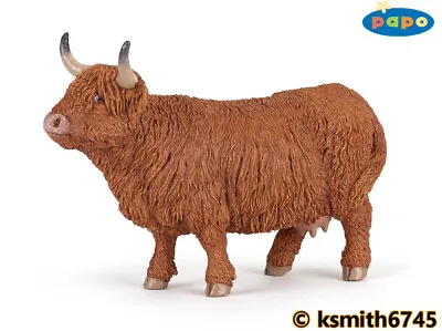 £7.65 • Buy Papo HIGHLAND COW Solid Plastic Toy Farm Pet Brown Animal Cattle * NEW 💥