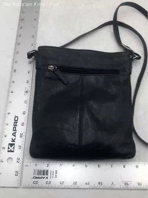 Margot Womens Black Leather Adjustable Strap Inner Pockets Crossbody Bag • $7.99